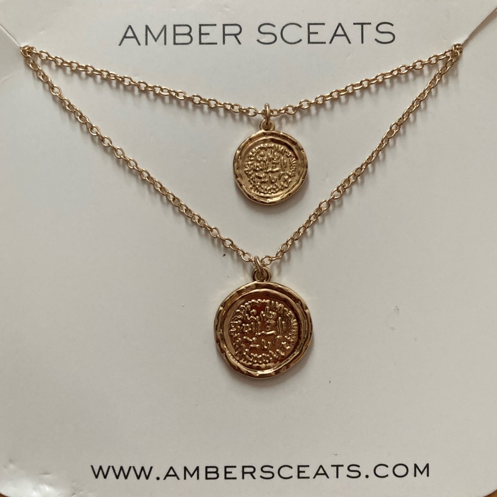 NEW Amber Sceats double layered gold necklace